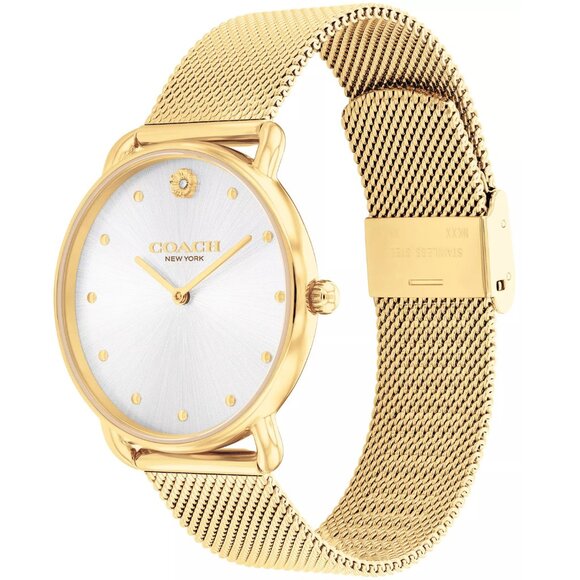 COACH Women's Elliot Gold-Tone Stainless Steel Mesh Bracelet Watch 36mm - Picture 2 of 5